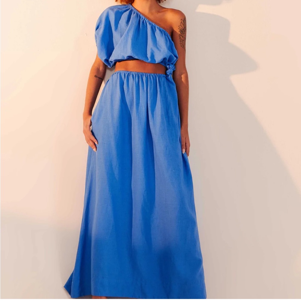 FARM RIO- Never worn Blue One Shouldered Dress